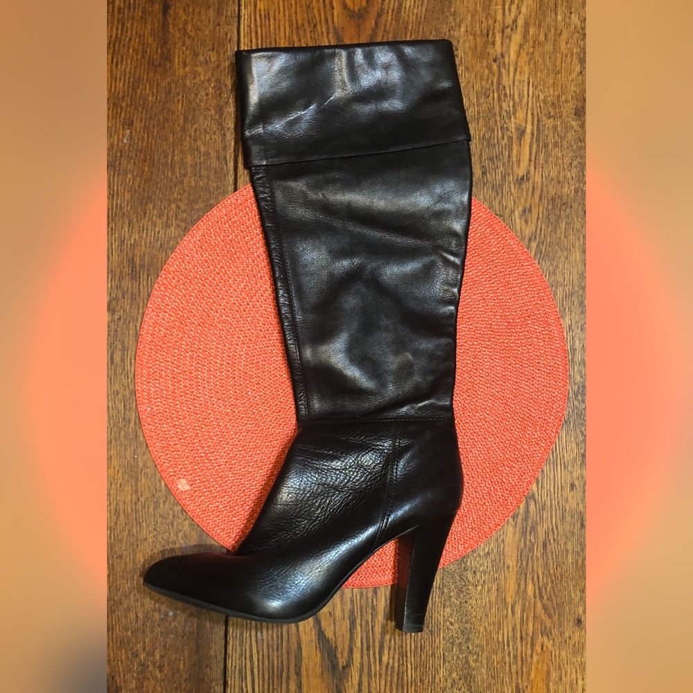 Nine West knee hi leather boot black sz9.5 EUC - Picture 2 of 7